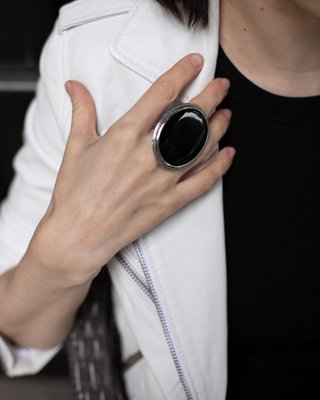 Перстень із чорним оніксом 0071-1 фото