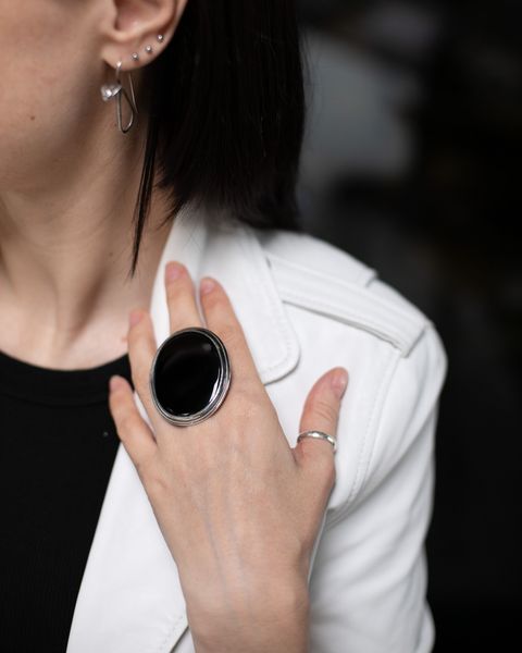 Перстень із чорним оніксом 0071-1 фото