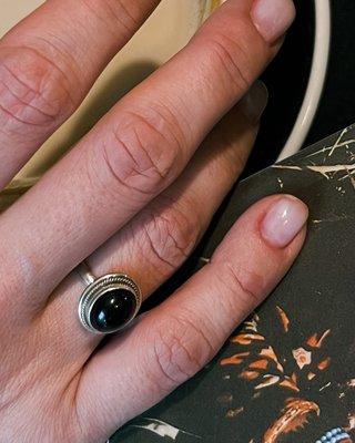 Перстень із чорним оніксом 0074-1 фото