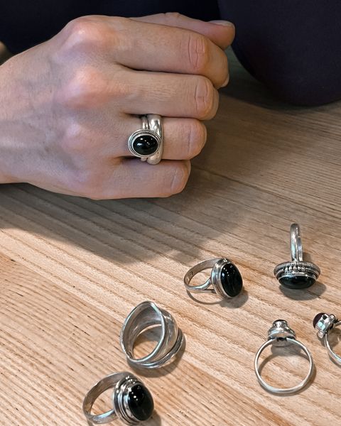 Перстень із чорним оніксом 0074-1 фото