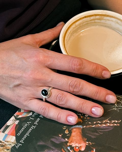 Перстень із чорним оніксом 0077-1 фото