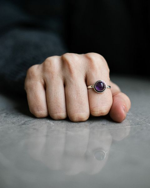 Перстень з аметистом круглий 0113-2 фото